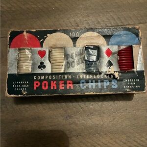 Vintage Poker Chips Set 100-Piece Peau Doux PO-OO Set